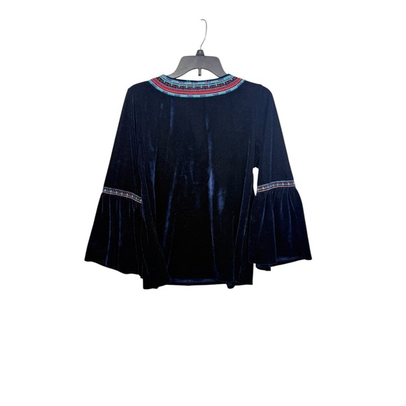 Women's M Solitaire Crushed Purple Velvet Top With Embroidered Accents  Boho‎ - Picture 4 of 7